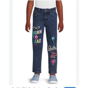 Barbie Born To Lead Girls Blue Jeans Straight Leg Size 14 Blue Denim